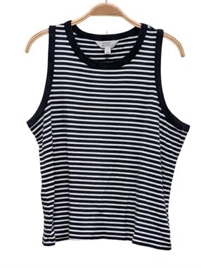 Stitch Fix Market & Spruce Navy Blue Striped Sleeveless Tank Top Large